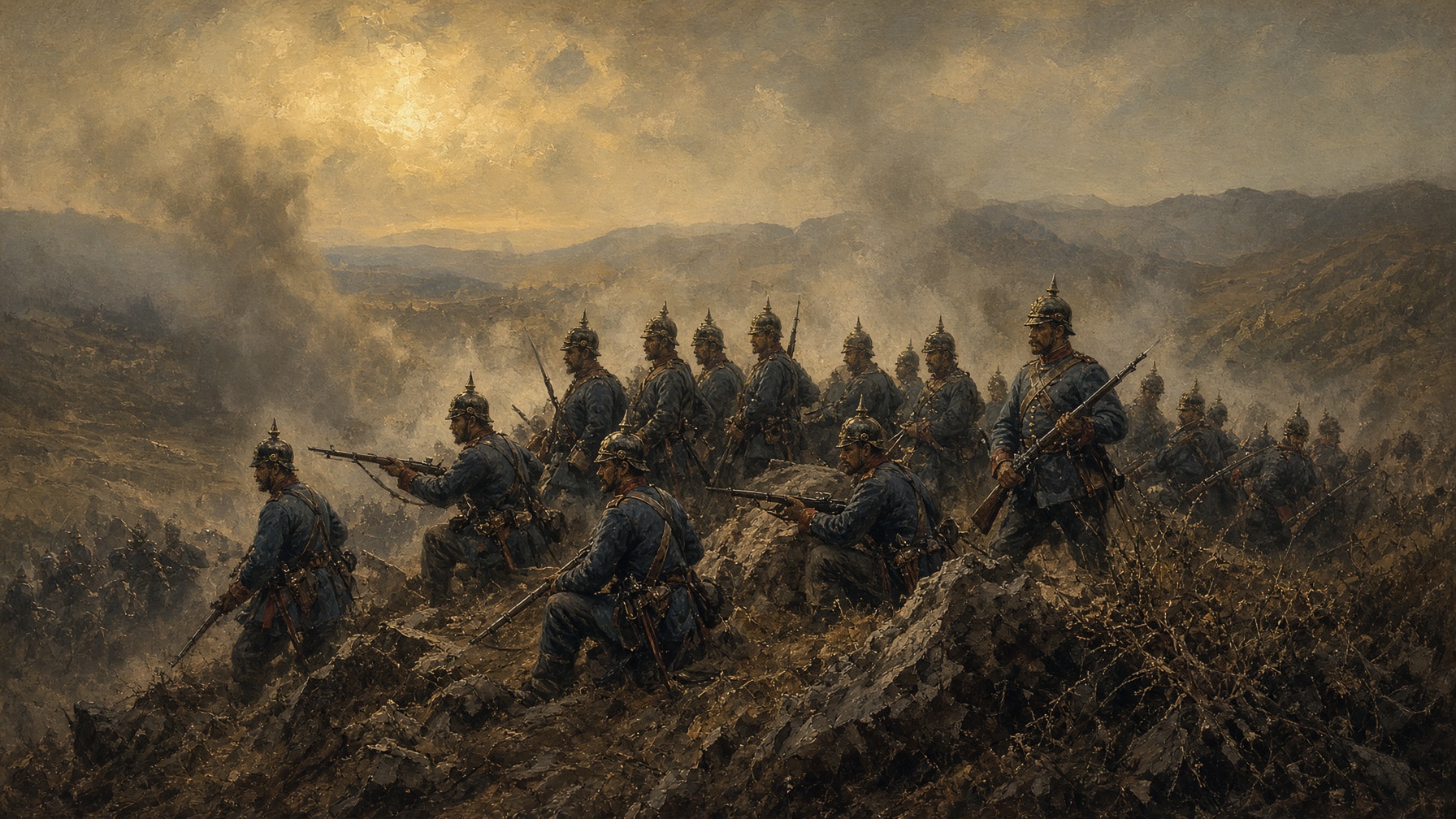 Preußische Infanterie bei Sedan, 1870